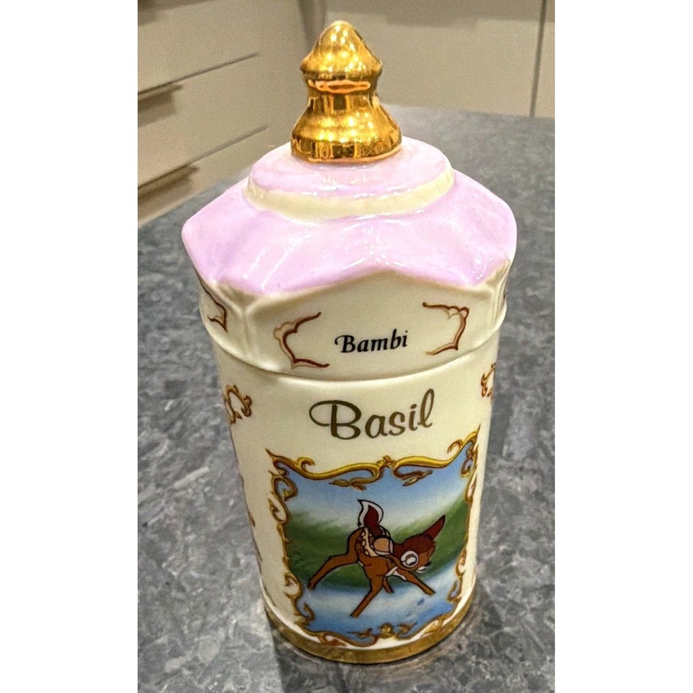 Lenox Walt Disney Spice Jar Collection Bambi Basil Porcelain Jar w/ Lid 7in